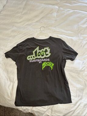 Lost Men's Black Short Sleeve Tee with Neon Green Surf Graphic
